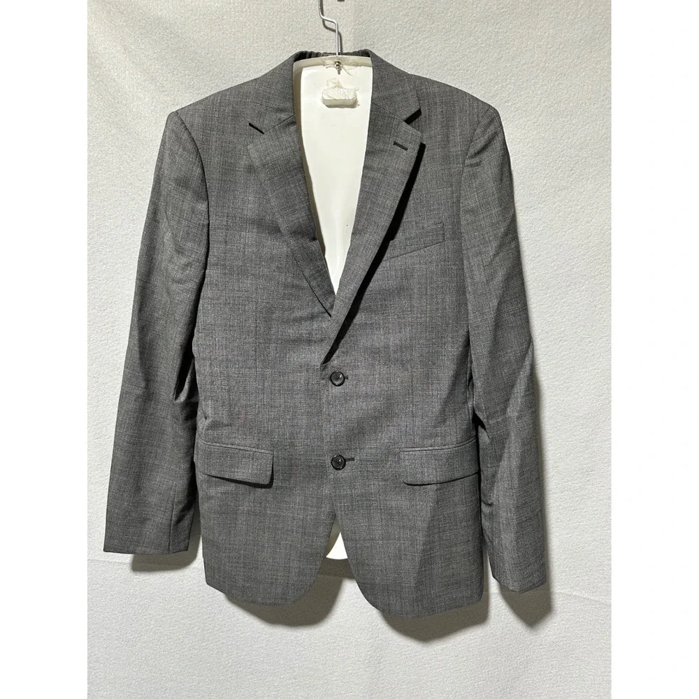 Theory Wellar Mens Blazer Jacket Charcoal MLT Plaid Wool Blend Size 38R New